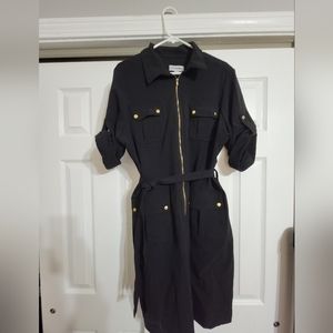 Shelby & Palmer Shirt Dress with Gold Accents